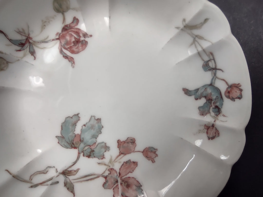 Antique 1889 Haviland Limoges Blue Red Flower Small Bowl (lot 951)