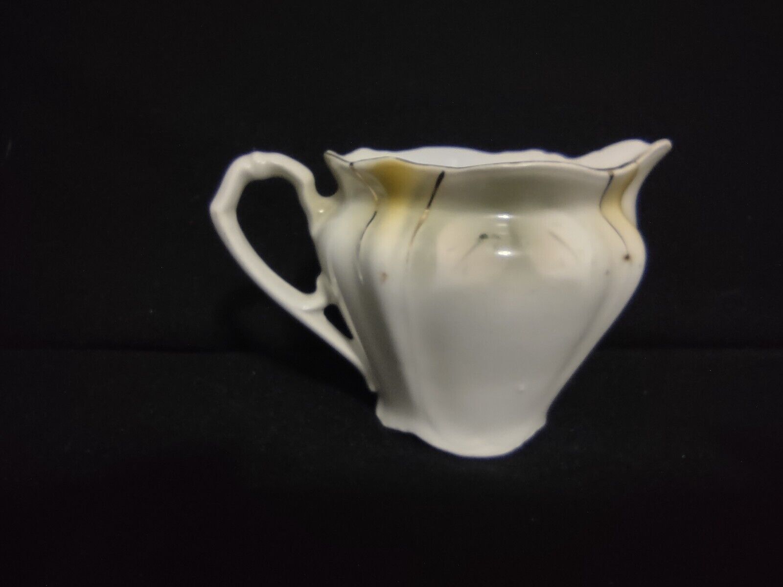 Vintage Bavaria Teapot Creamer Sugar Dish White Rose Gold Trim (lot 240)