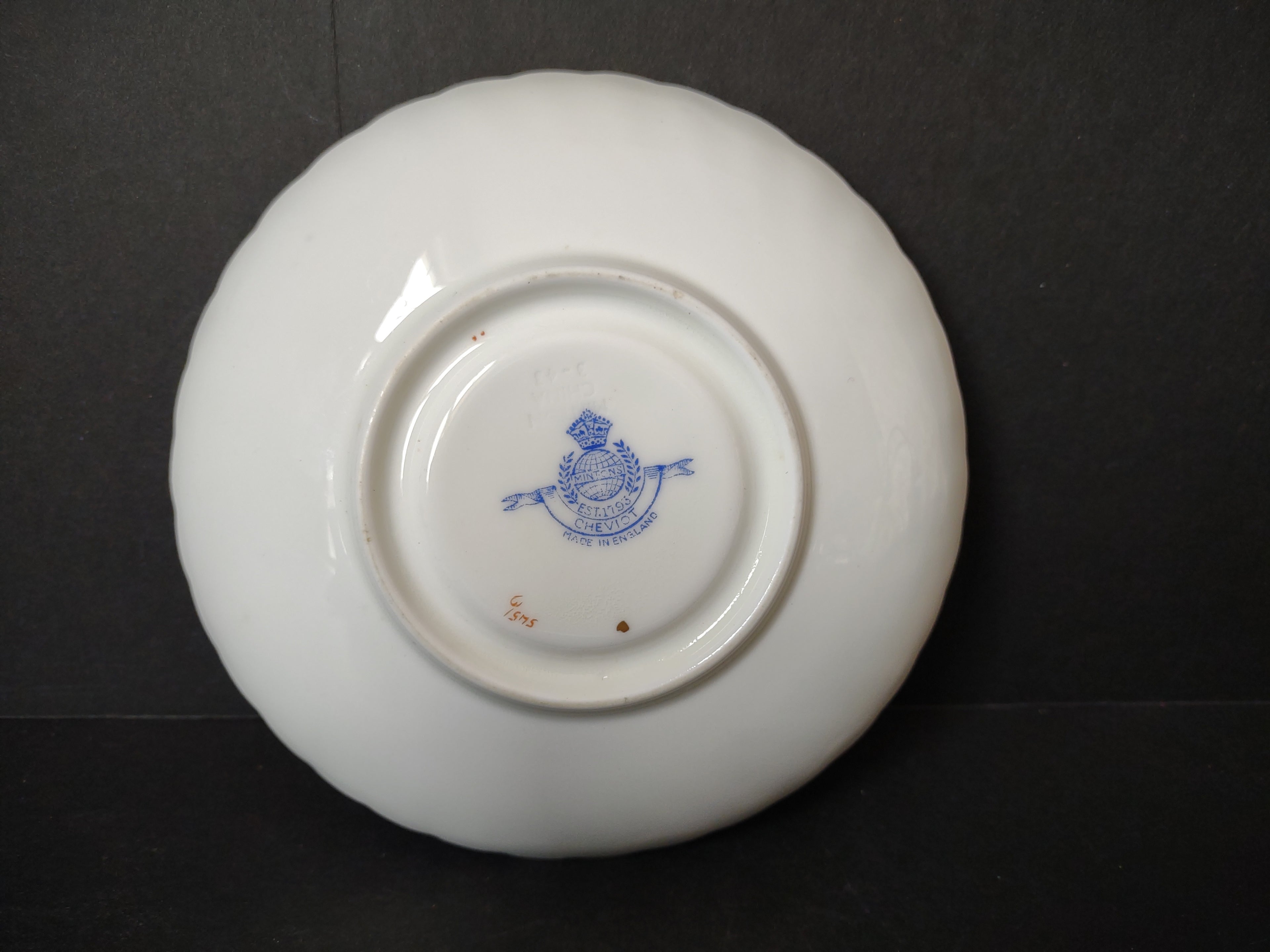 Vintage Minton England Bone China Cheviot Blue Saucer (lot 5443)