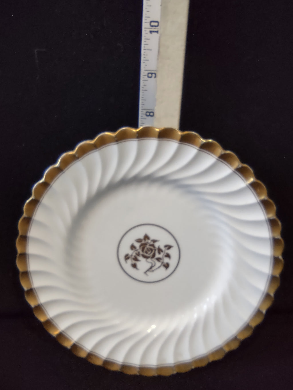 Vintage Minton Gold Rose Dessert Plate England Bone China Gold Trim (Lot 5428)