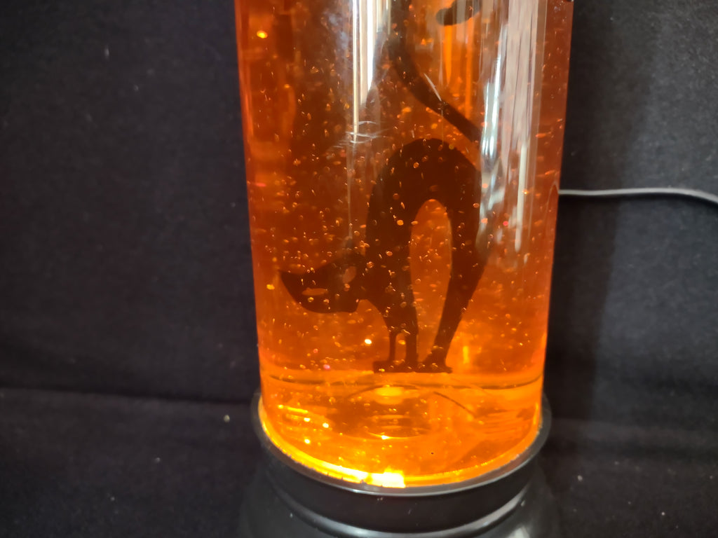 Halloween Electric Candle Lamp Orange Black Cat Light Up (lot 2529j)