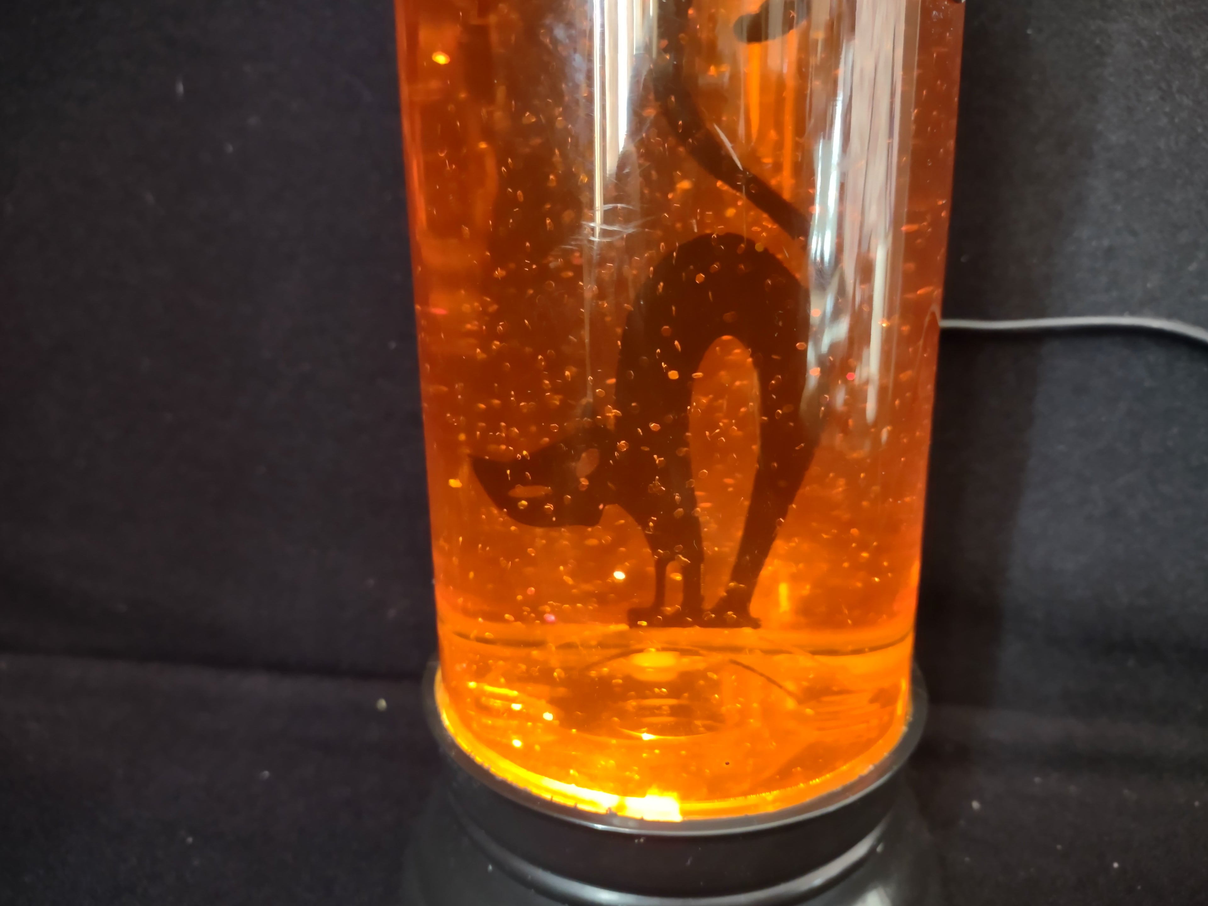 Halloween Electric Candle Lamp Orange Black Cat Light Up (lot 2529j)