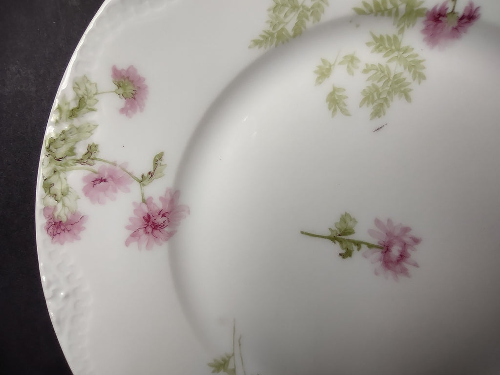 Haviland France Limoges Dessert/Salad Plate Pink Flower Fern (lot 975)