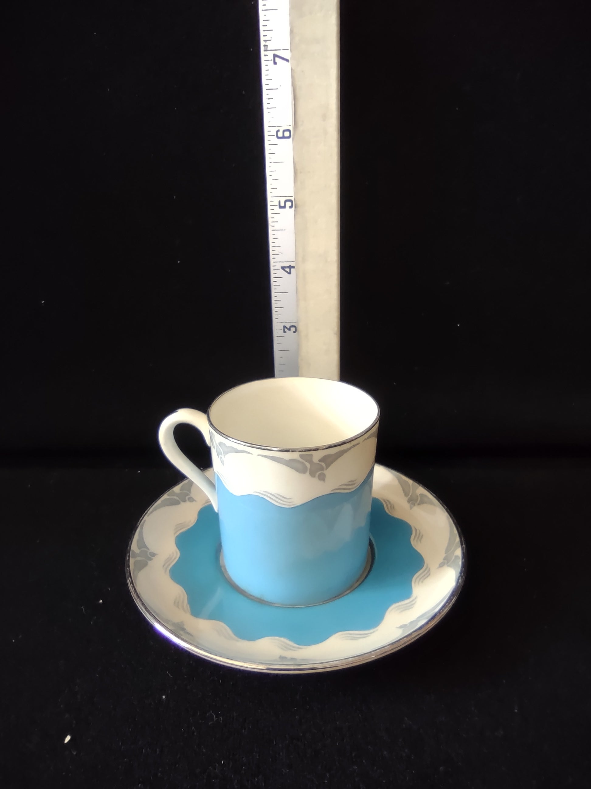 Vintage Spode Demitasse Teacup Saucer Diving Seagulls IMPERFECT (Lot 5766)