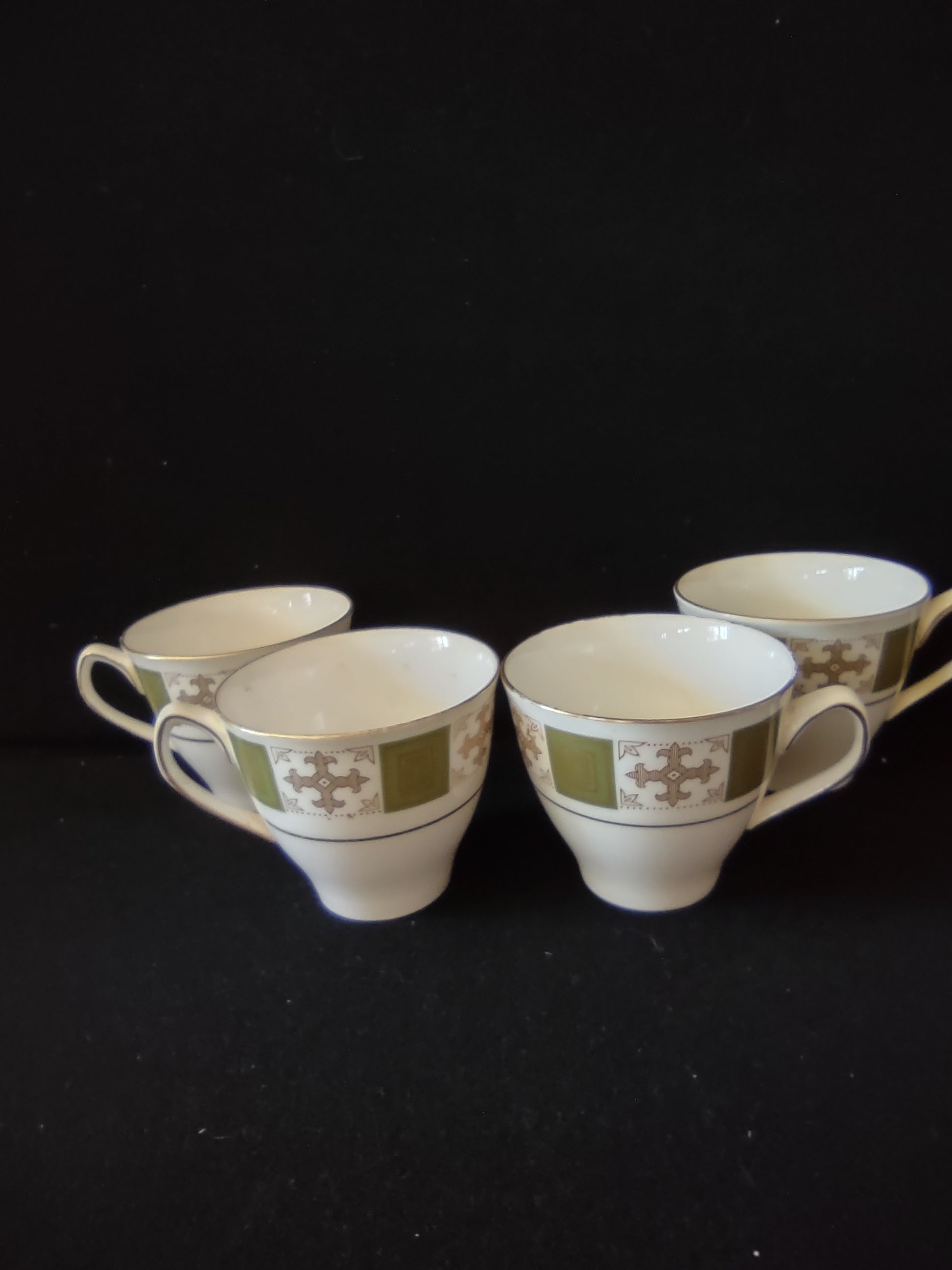 Vintage Spode Coffee Cup Persia Green Bone China Set Of 4 (Lot 5725)