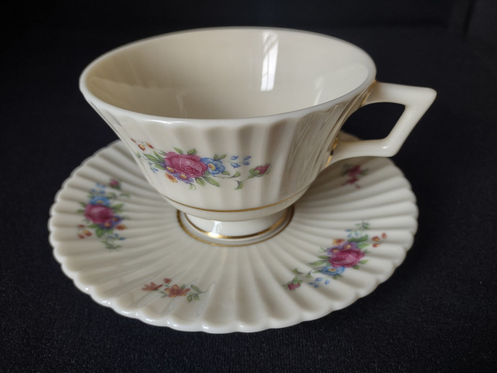 Vintage Lenox Pavlova Tea Cup with Saucer Blue Stamp (lot 1840)