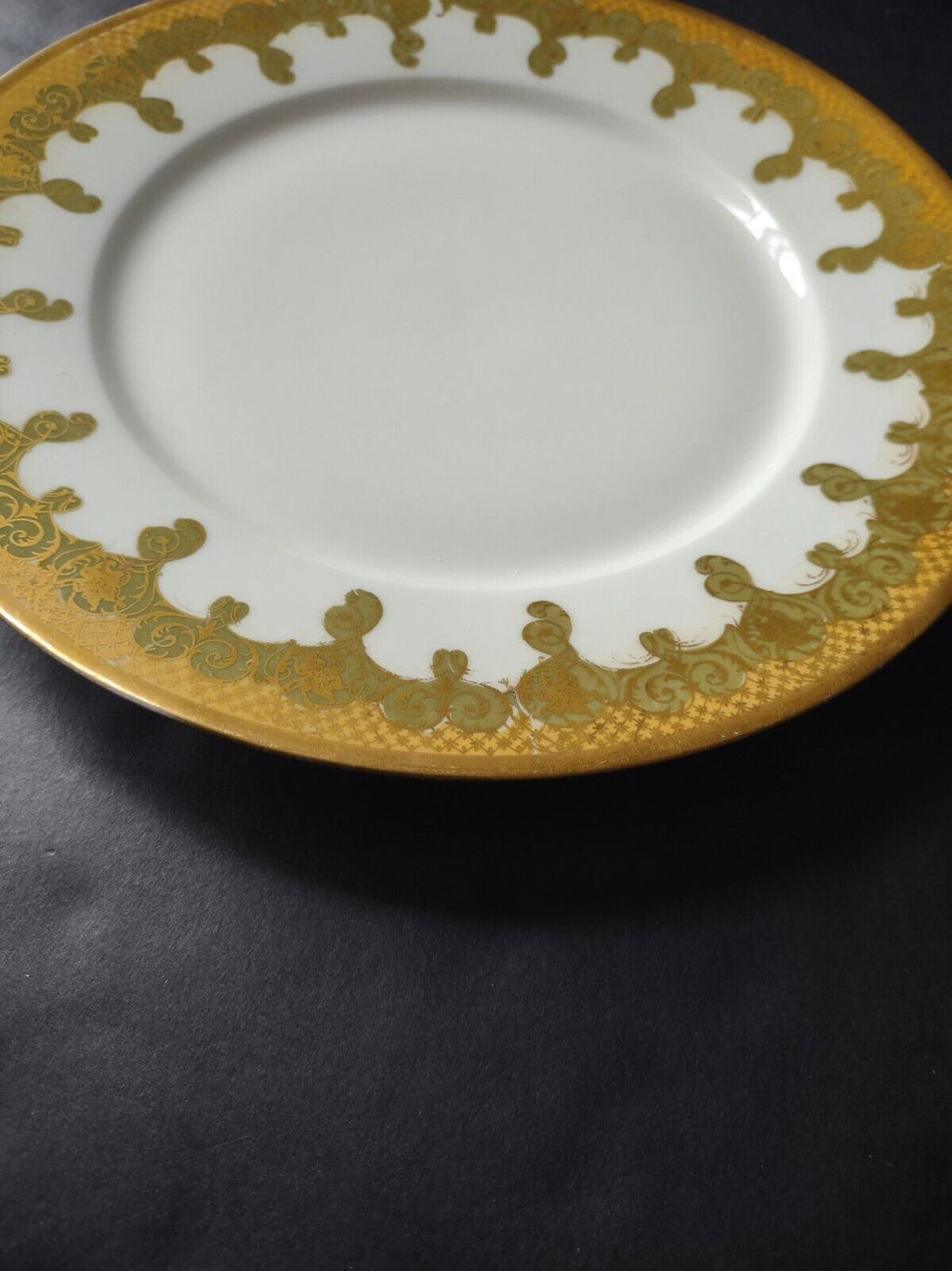 Haviland Limoges Gold Trim Green Design Dinner Plate (lot 626)