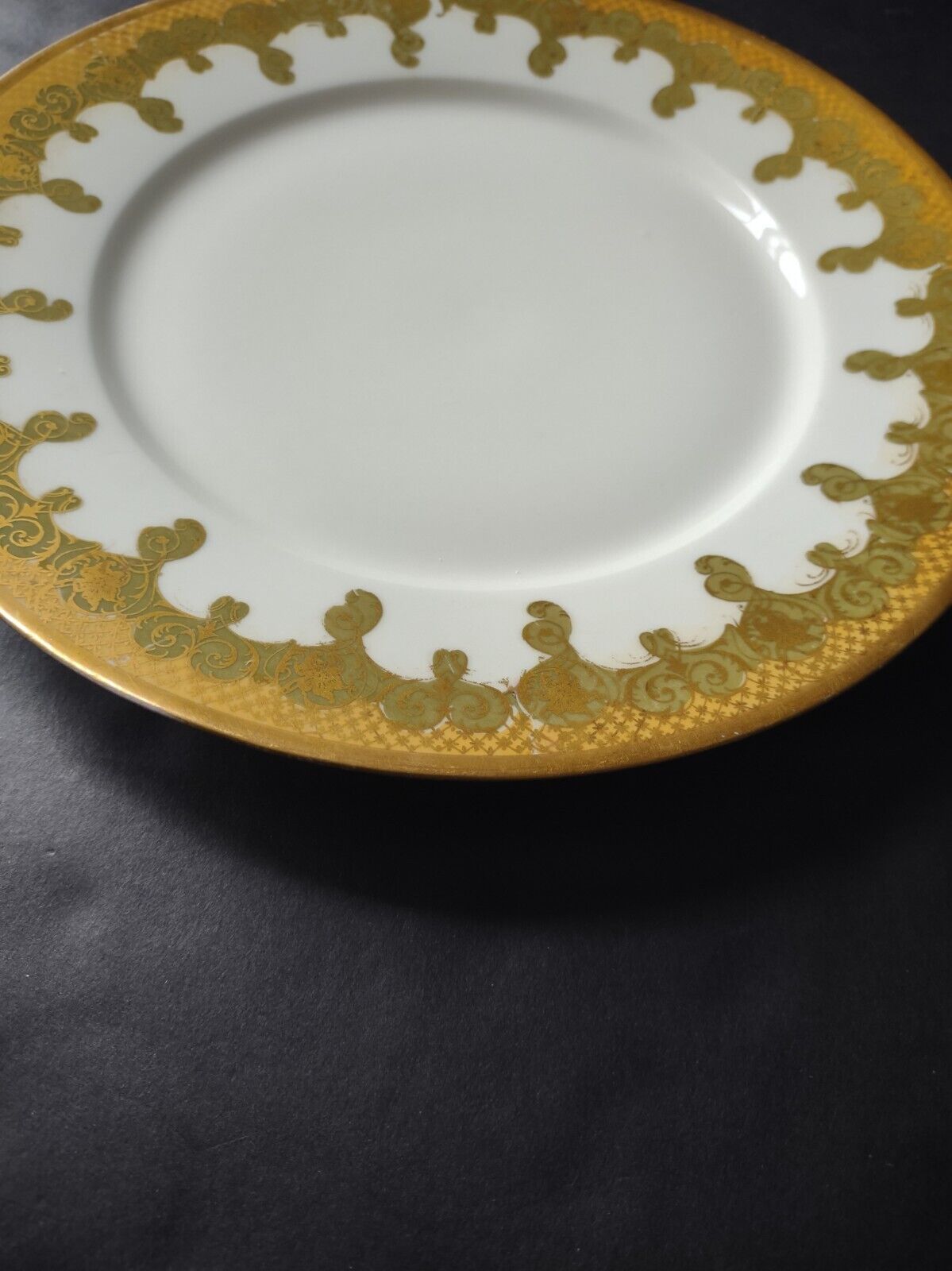 Haviland Limoges Gold Trim Green Design Dinner Plate (lot 626)
