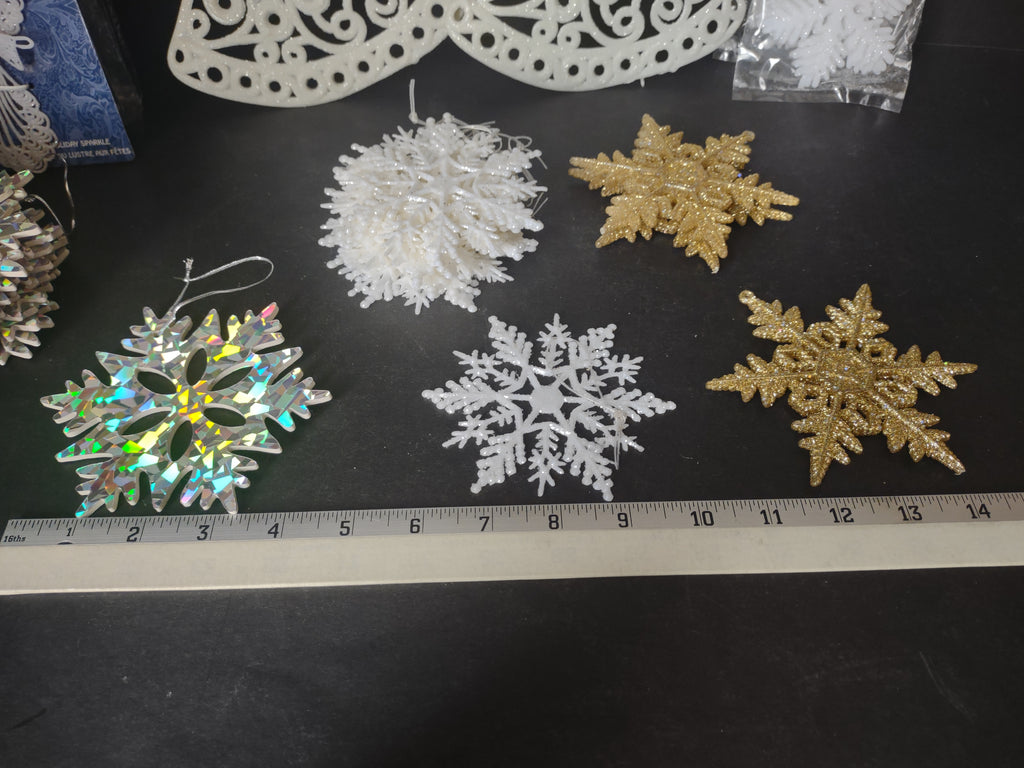 Set Christmas Ornaments Angel Snowflake Santa's Secret Holographic (lot 1754)
