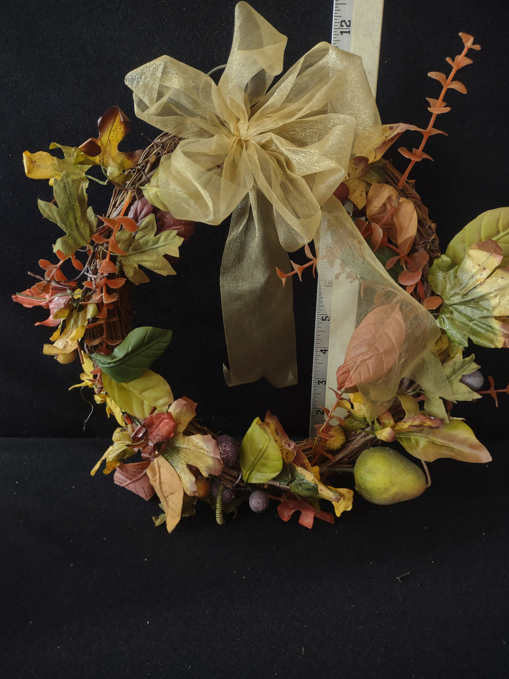 Vintage Rustic Thanksgiving/Fall Grapevine Leaf Berry Wreath x 3 (Lot 3459)