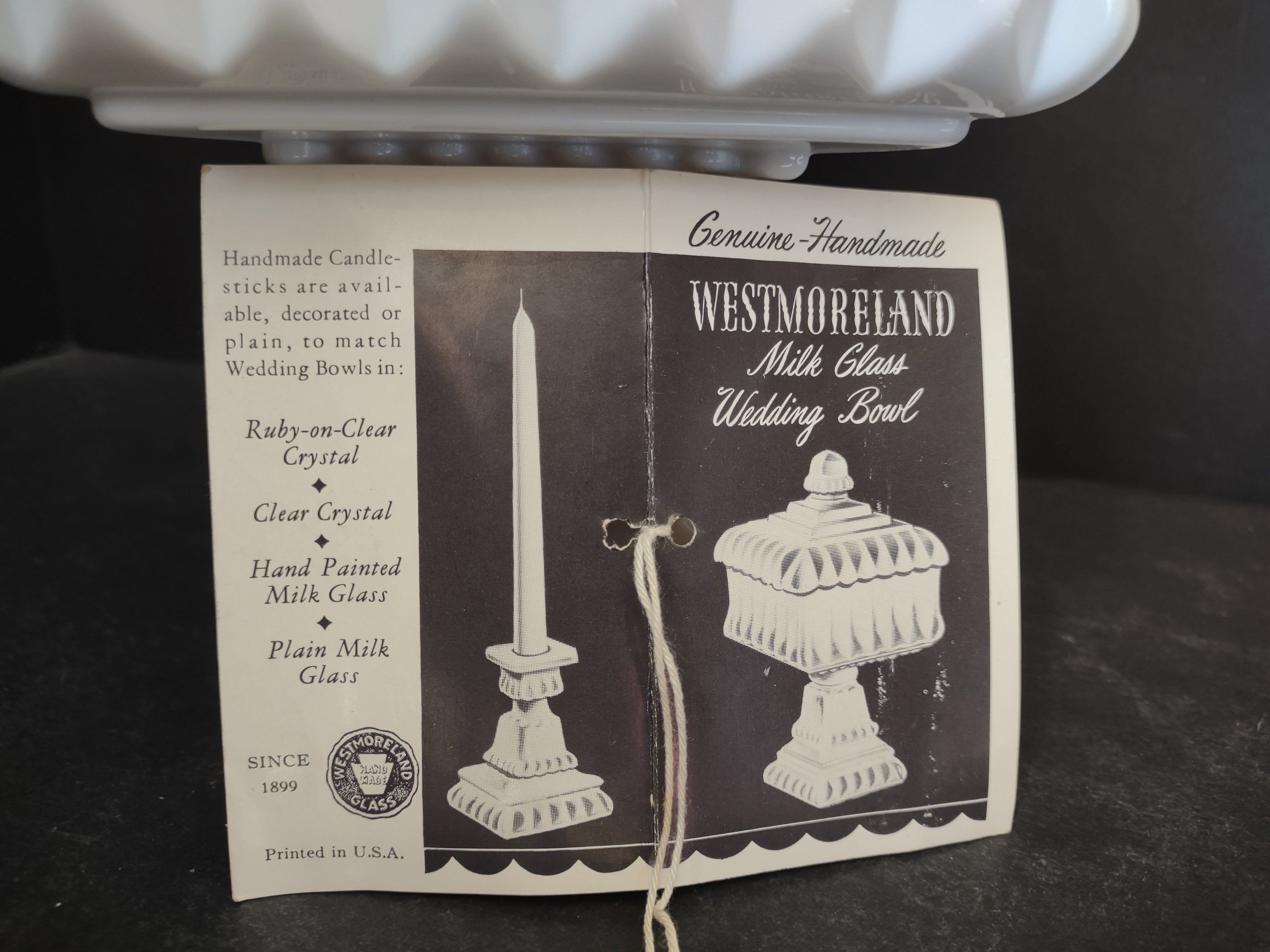 Vintage Westmoreland Milk Glass Candle Holder Wedding Bowl Ribbon Bow (lot 5728)