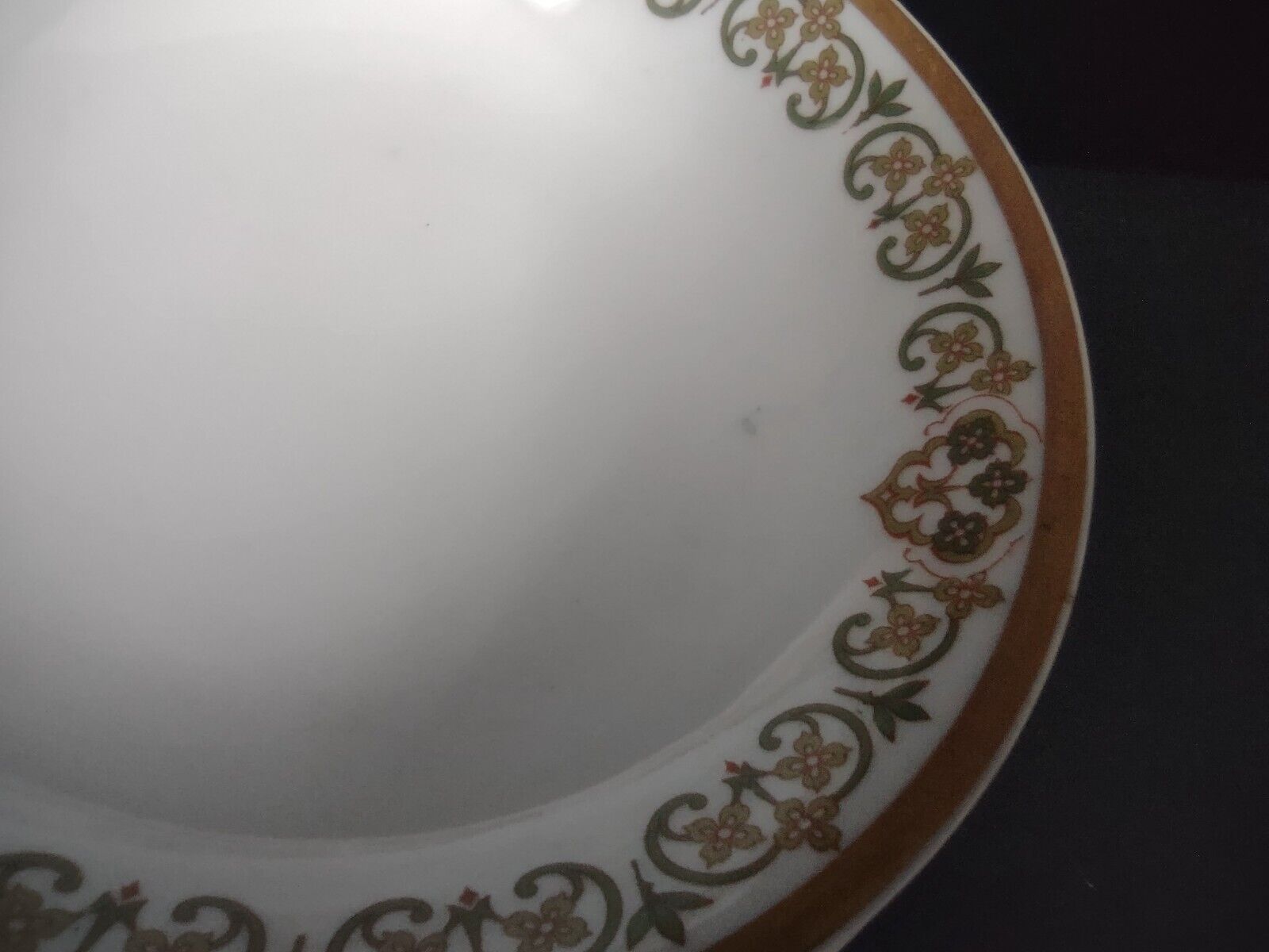 Haviland Limoges 6 x Coupe 5" Plate Four Leaf Flower Green Red (lot 528)