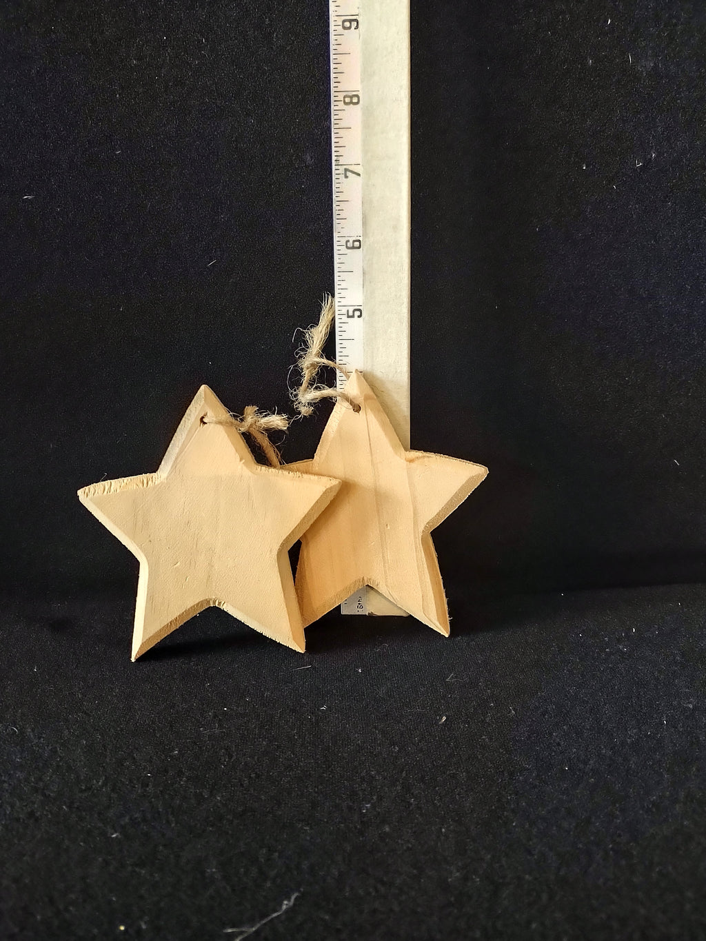 Rustic Christmas Wooden Stars 1 Decorated 8" 2 Small 1 Speckled (Lot 4641)