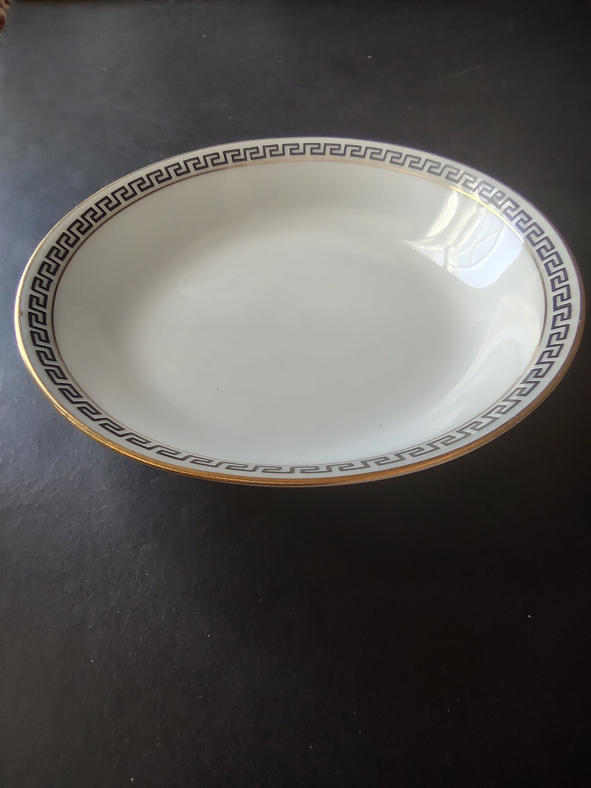 T & V Limoges France Small Bowl Gold Black Decor (lot 1067)