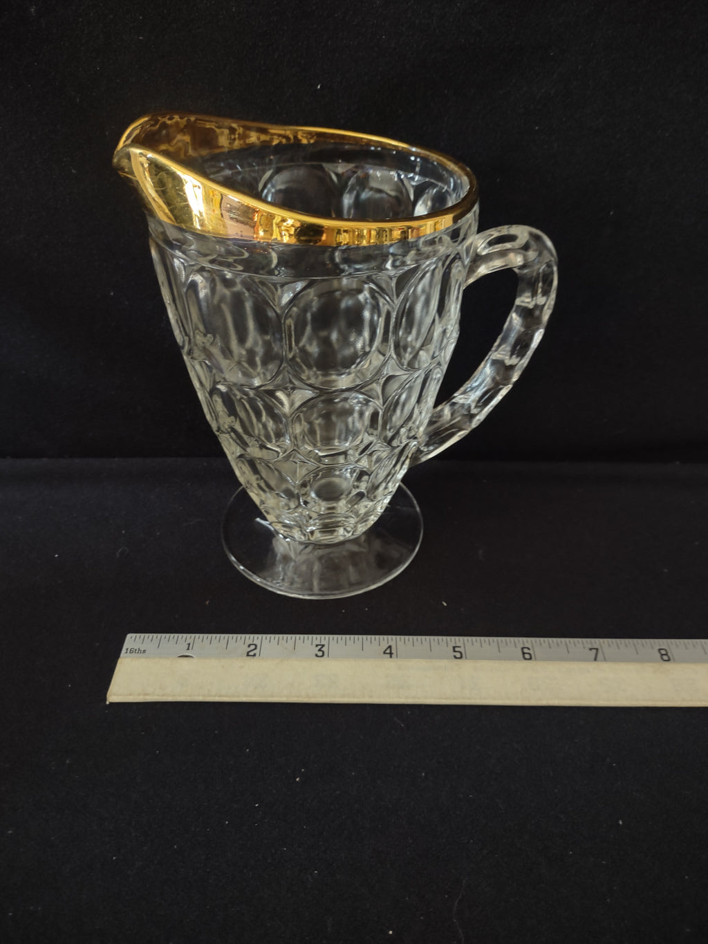 Vintage Jeannette Glass Thumbprint/Pilgrim Gold Trim Rim (Lot 3249)