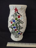 Vintage Mosaic Christmas Tree Hurricane Candle Holder (Lot 3729)