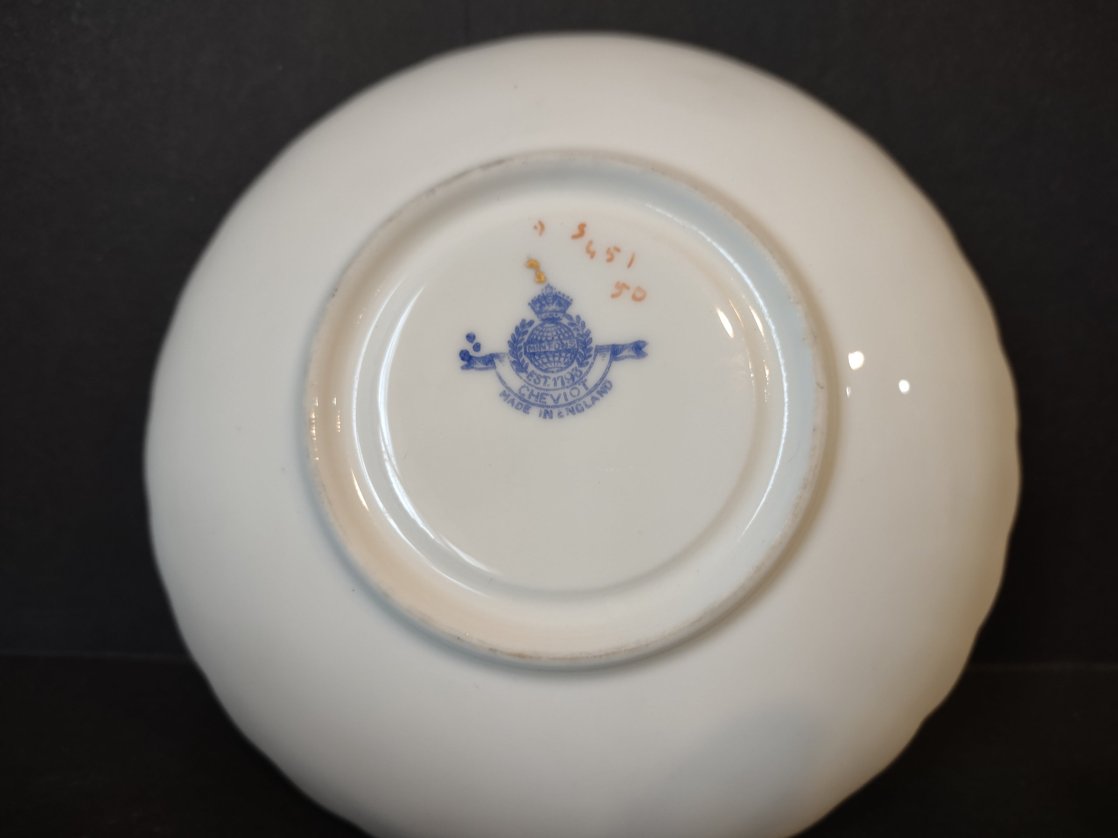 Vintage Minton England Bone China Cheviot Blue Demitasse Saucer (lot 5438)