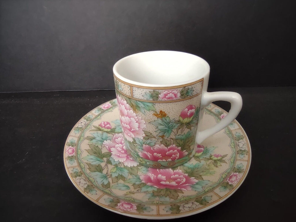 Vintage Demitasse Cup Lefton Pink Peony Flower (lot 522)