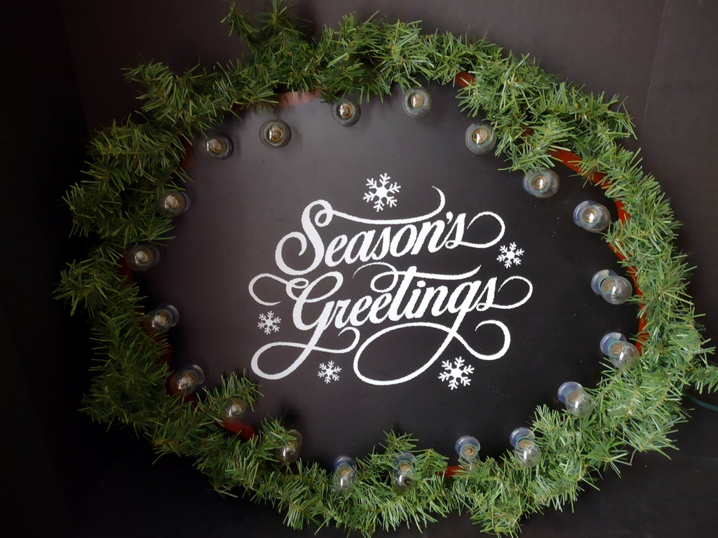Vintage Christmas Season's Greetings Lighted Sign 24x20 Gemmy (lot 3326)