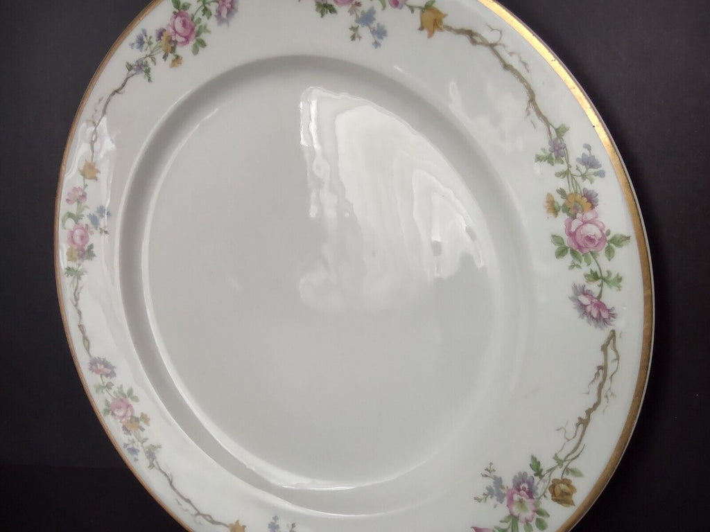 Vintage GDA Limoges Gold Trim Dinner Plate Summer Flower Garland (lot 689)