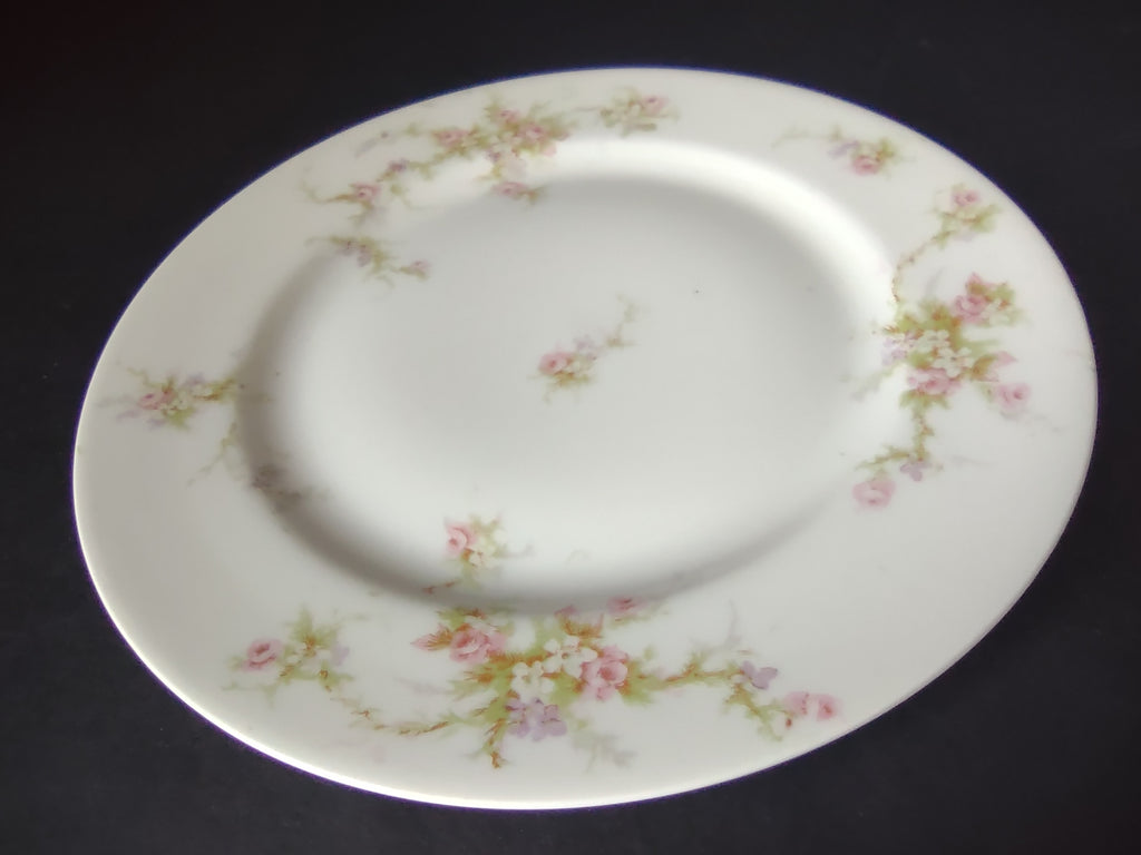 Haviland Limoges Dessert/Salad Plate Rose White Purple Flower Moss (lot 897)