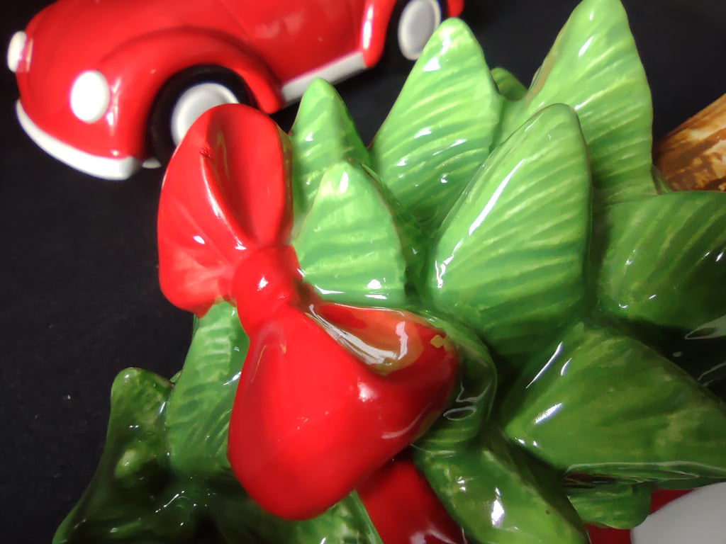 Vintage Christmas Cookie Jar "I'll be Home for Christmas" Red Car (lot 2488c)