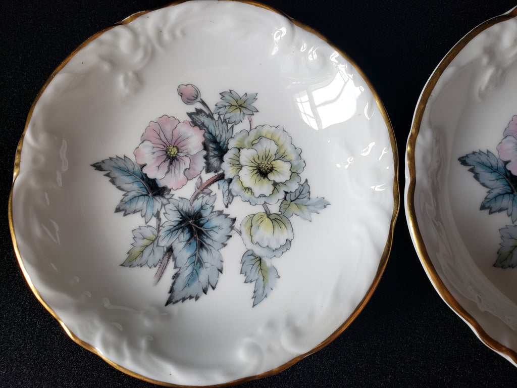 Vintage Royal Worcester Set 2 Coaster Small Dish Gold Trim 4"(lot 2070)
