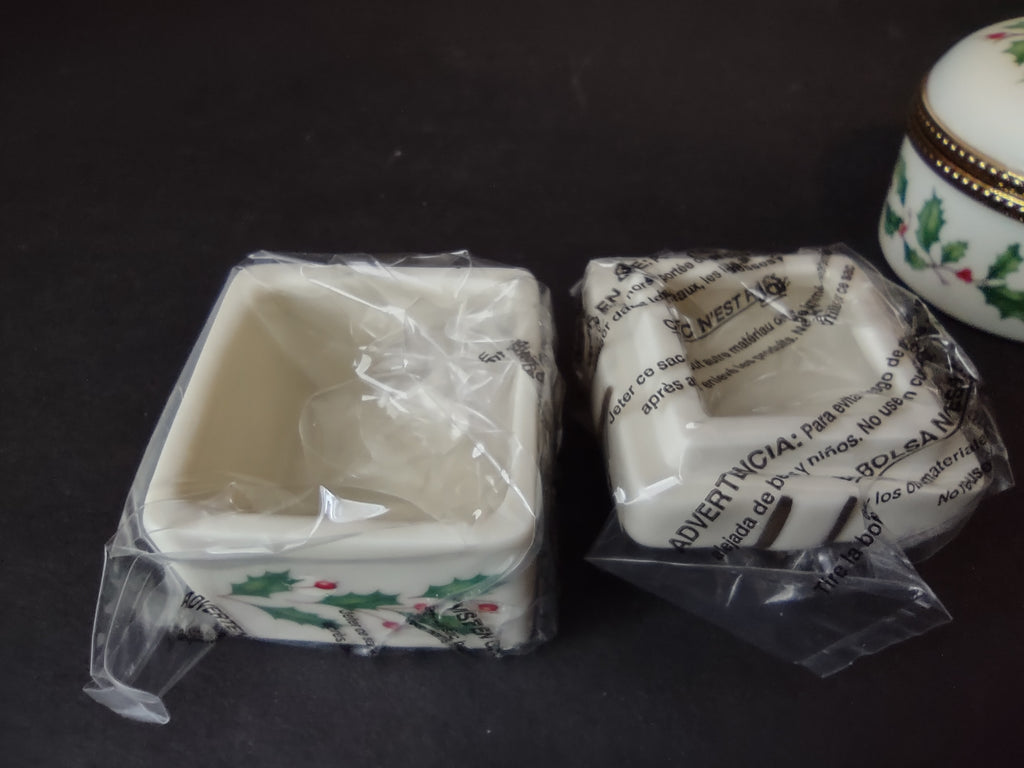 Vintage 2 x Lenox Mini Holley Jewelry Box Small Vase x 3 (1210)