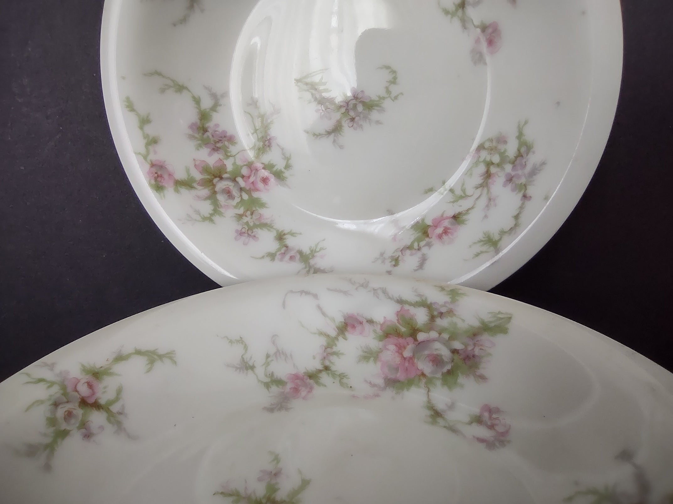 Haviland Limoges 7 x Small Bowl 5-1/2" Pink White Cabbage Rose Moss (lot 907)