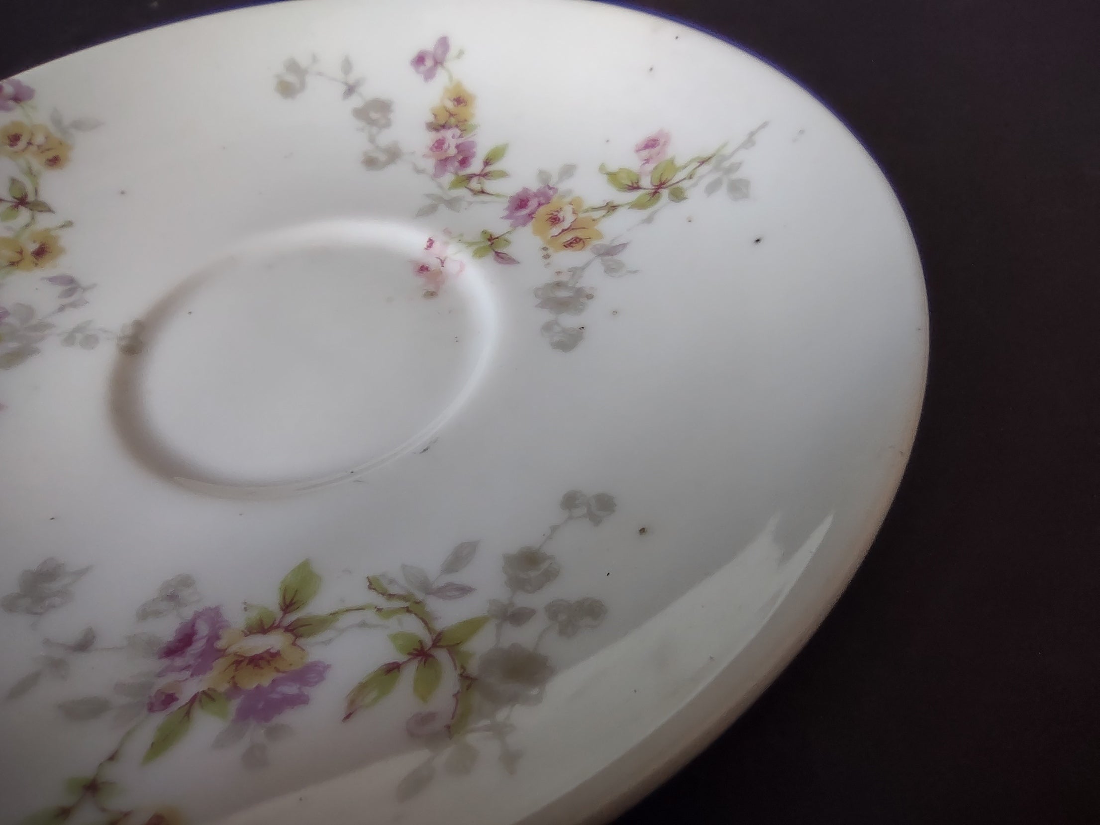 Haviland Limoges Saucer ONLY Pink Yellow Rose (lot 917)