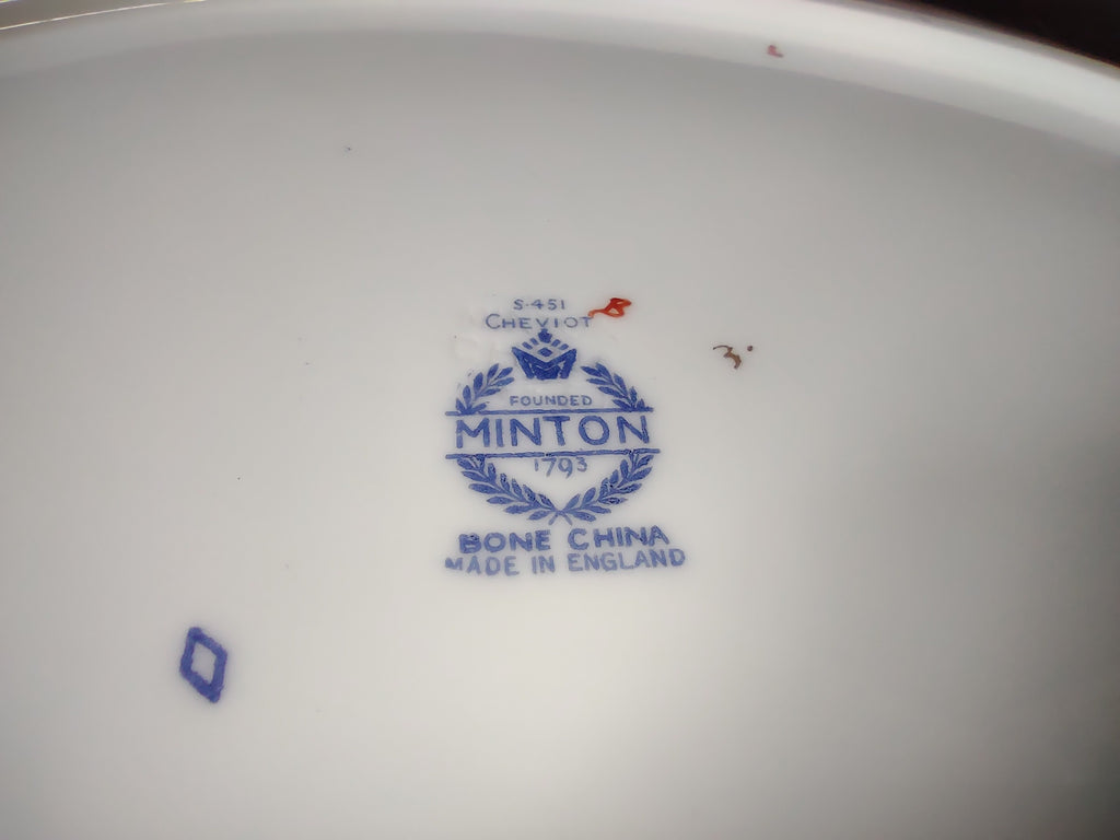 Set of 2 Minton English Bone China Blue Cheviot Platter 12" x 9-1/2" (lot 2613)