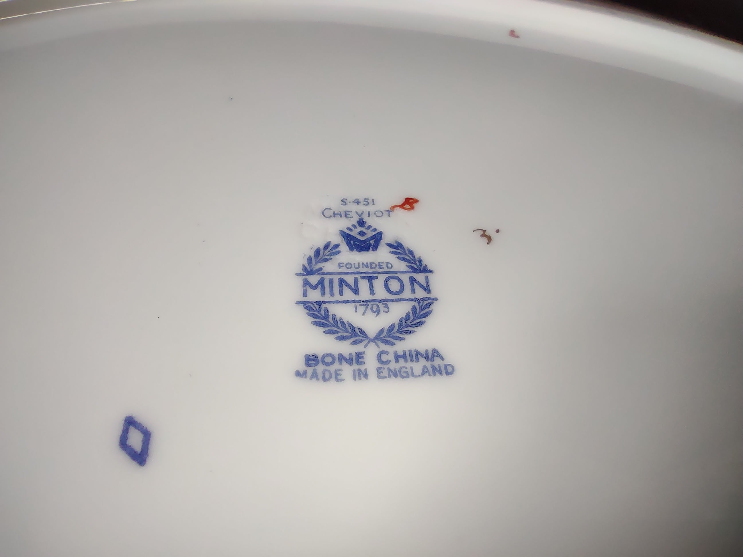 Set of 2 Minton English Bone China Blue Cheviot Platter 12" x 9-1/2" (lot 2613)