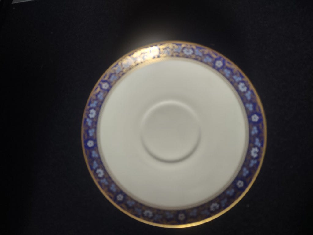 Vintage Minton Edinburgh Dark Blue Teacup Saucer Bone China Floral Gold (Lot5507