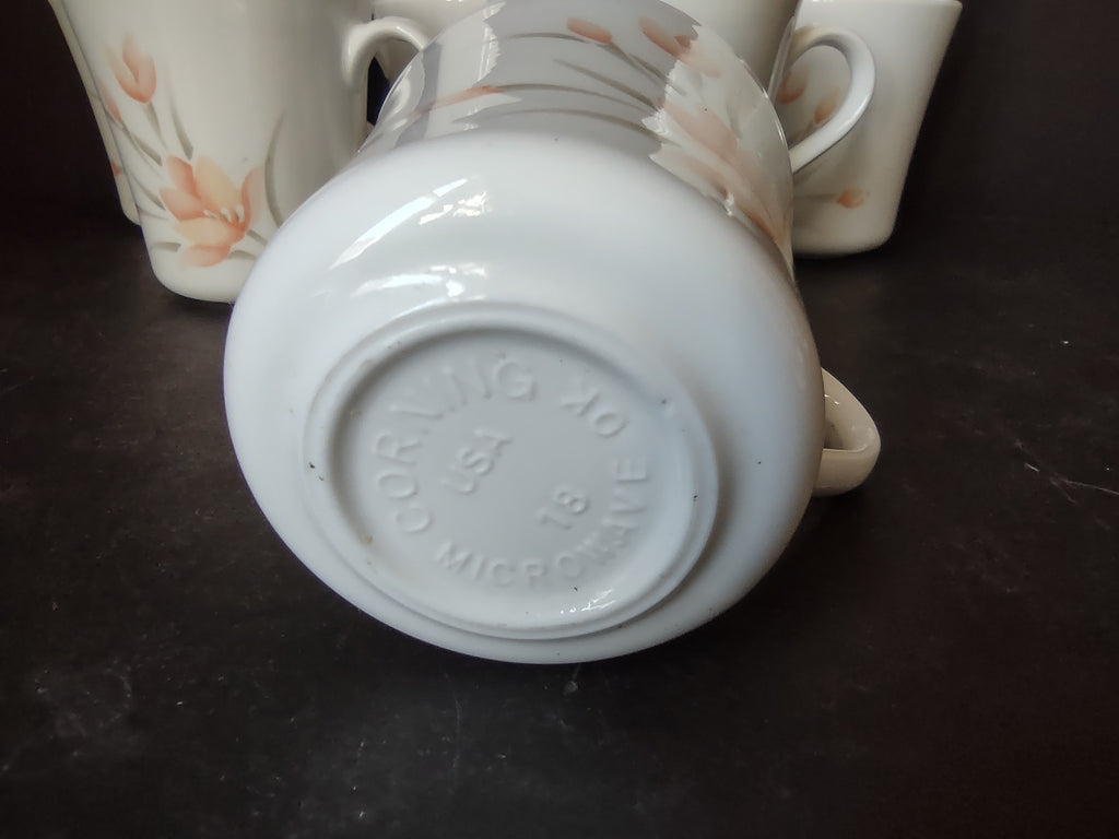 Corelle Peach Floral Tea Coffee Cup Mug x 9 (lot 2966c)