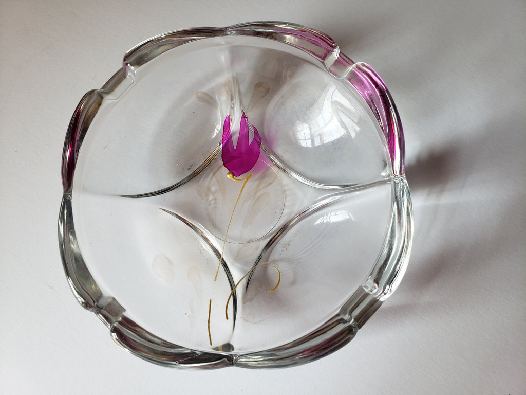 Vintage Fidenza Glass Ashtray Tulip Flower 4" (2151)