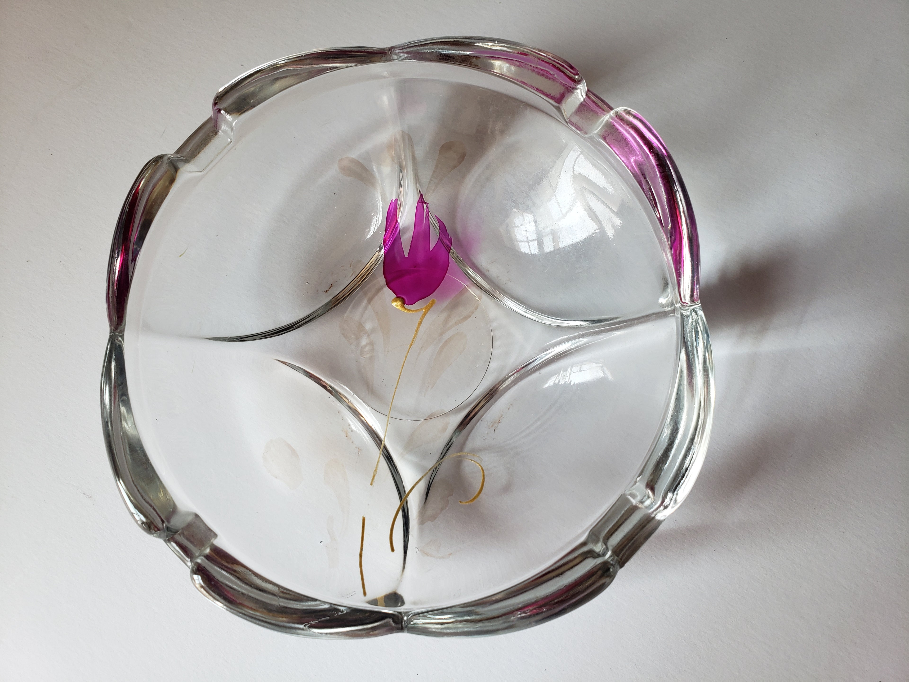 Vintage Fidenza Glass Ashtray Tulip Flower 4" (2151)