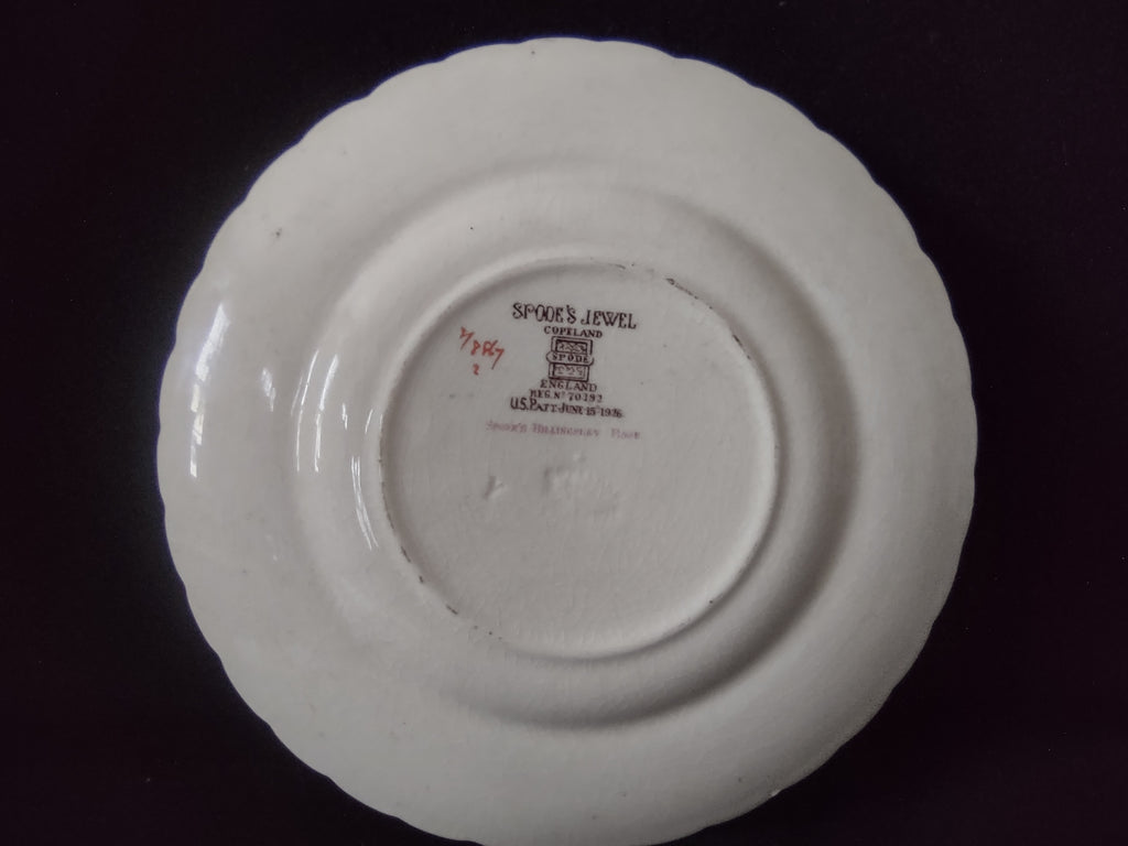 Vintage Spode Jewel Billingsley Rose Small Plate Brown Stamp Ironstone (lot5833)