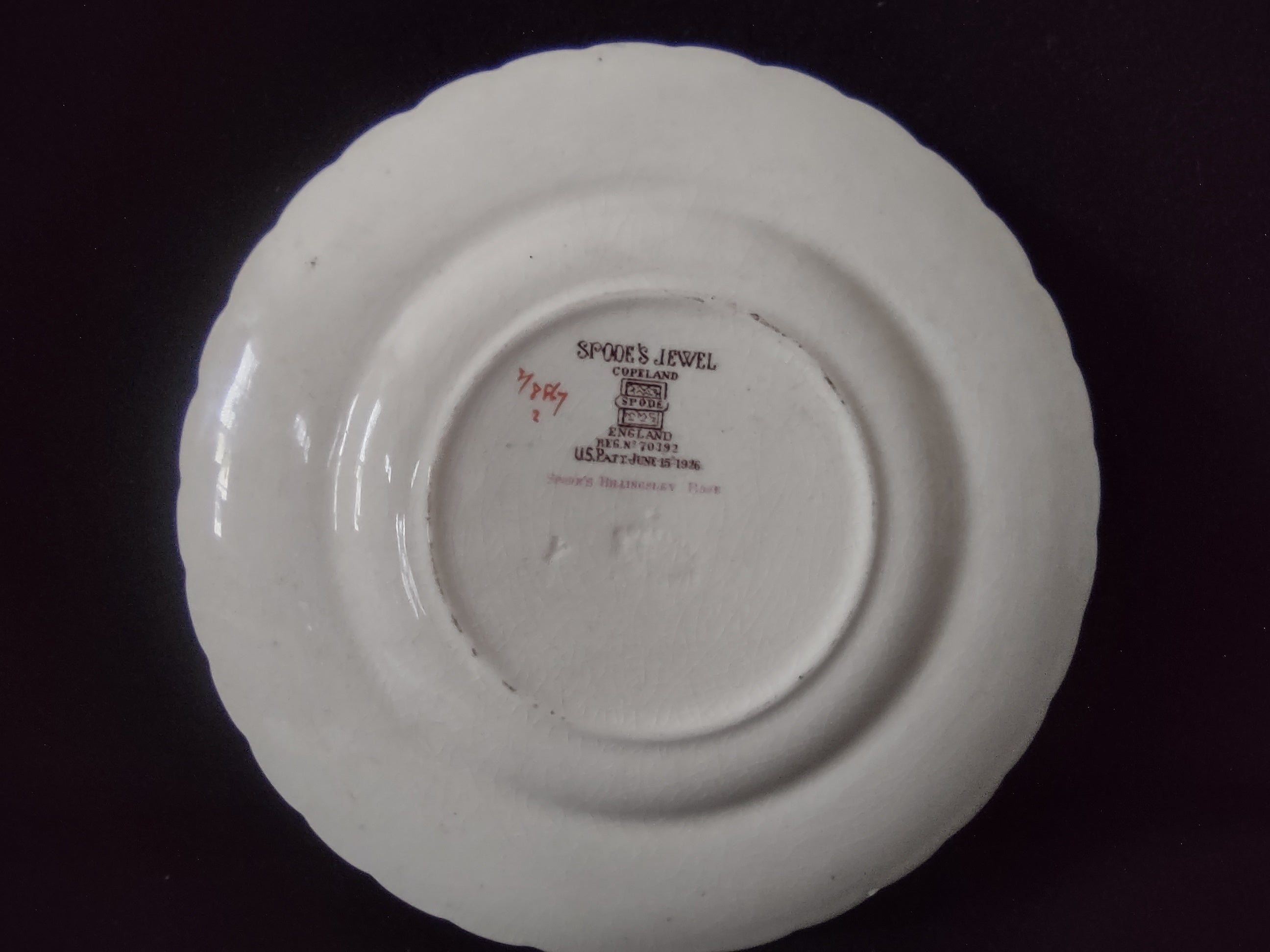 Vintage Spode Jewel Billingsley Rose Small Plate Brown Stamp Ironstone (lot5833)
