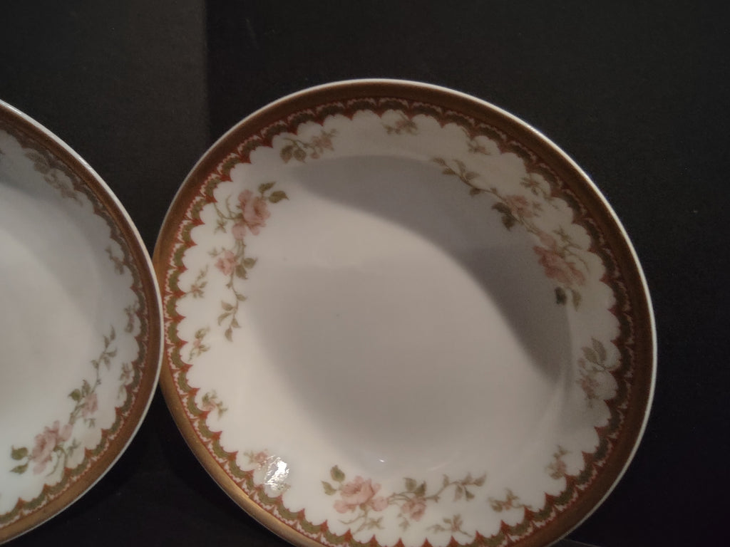 Haviland Limoges French Chic Rose Maroon Green 2 x Cranberry Bowl (lot 1092)
