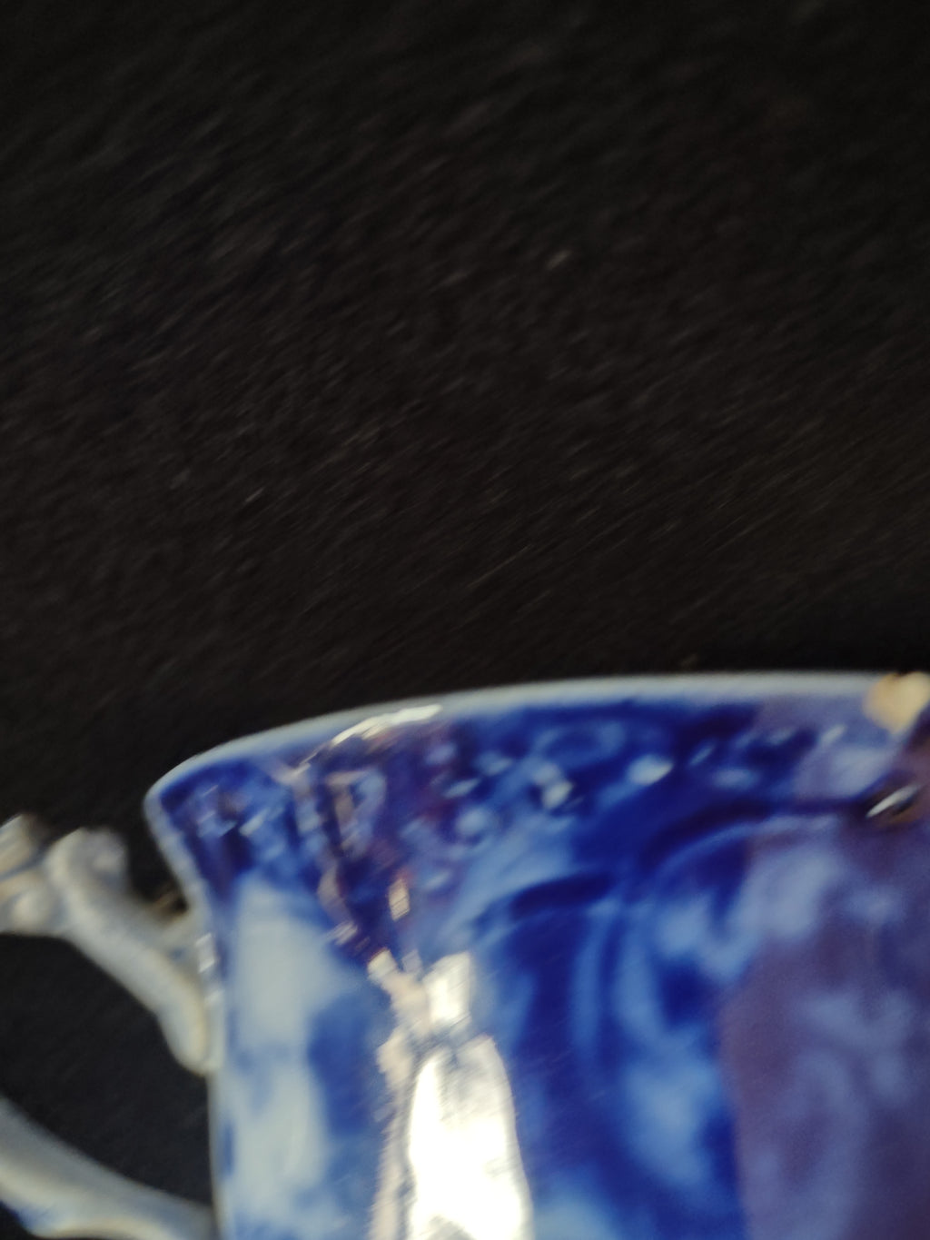 Vintage Ironstone Teacup Flow Blue IMPERFECTIONS (Lot 5634)