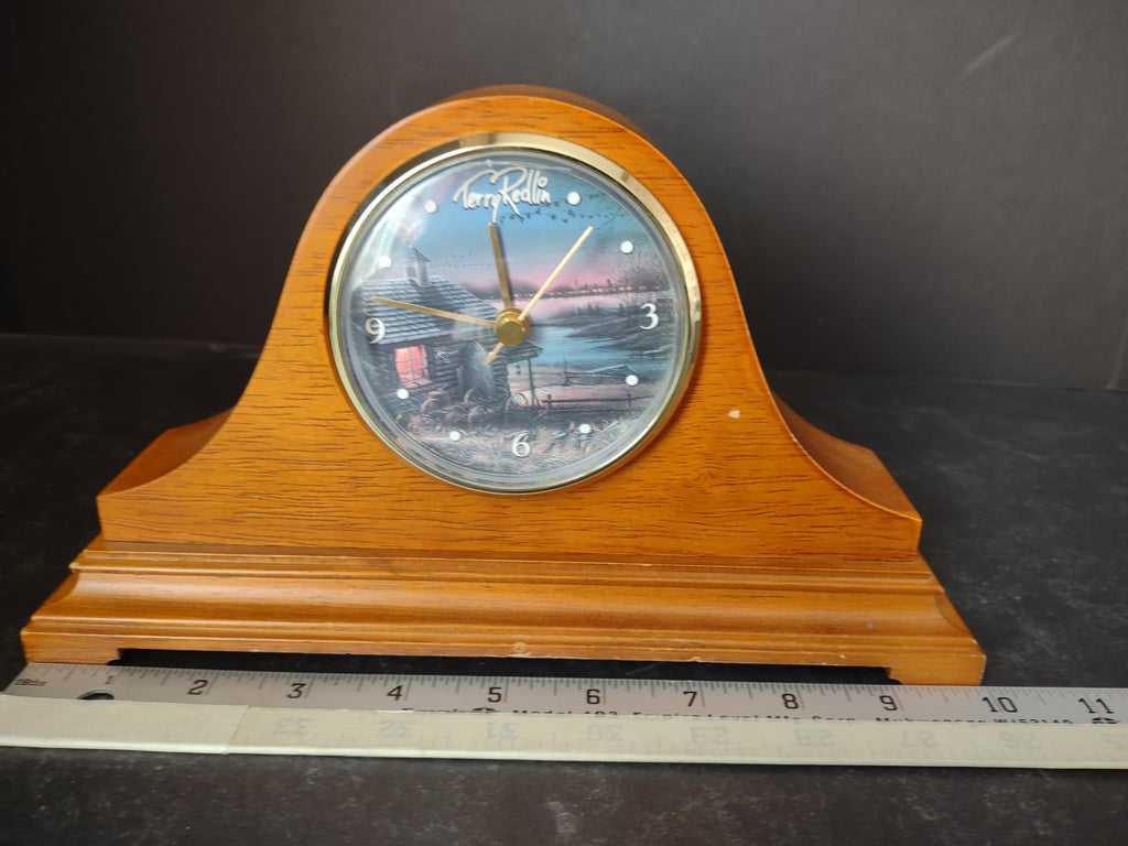 Vintage Terry Redlin Mantle Clock Wood Some Scratches (lot 5030)