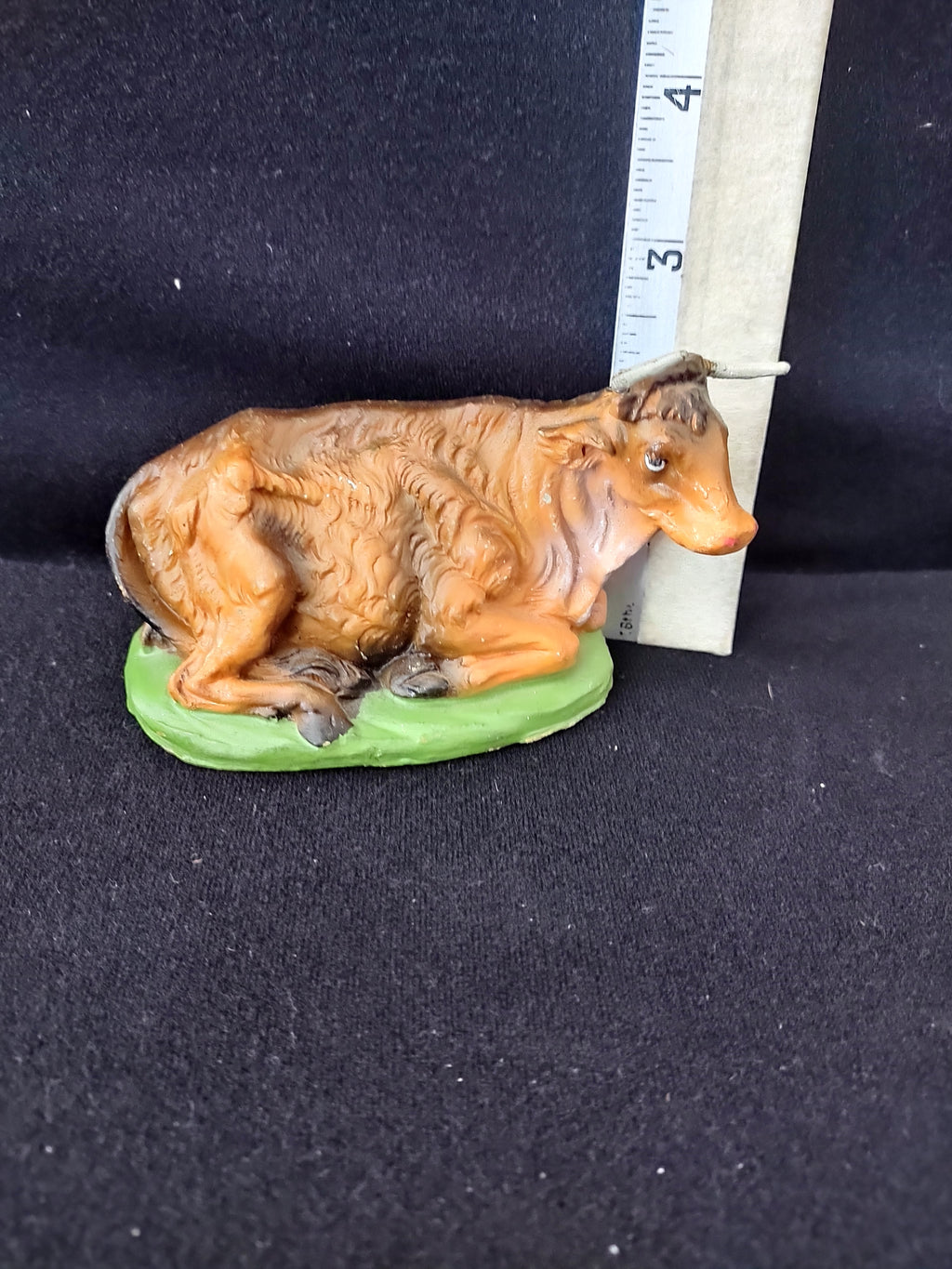 Fontanini Nativity Paper Mache Cow Ox Bull 3X5" Hand Painted Italy (Lot 4075)