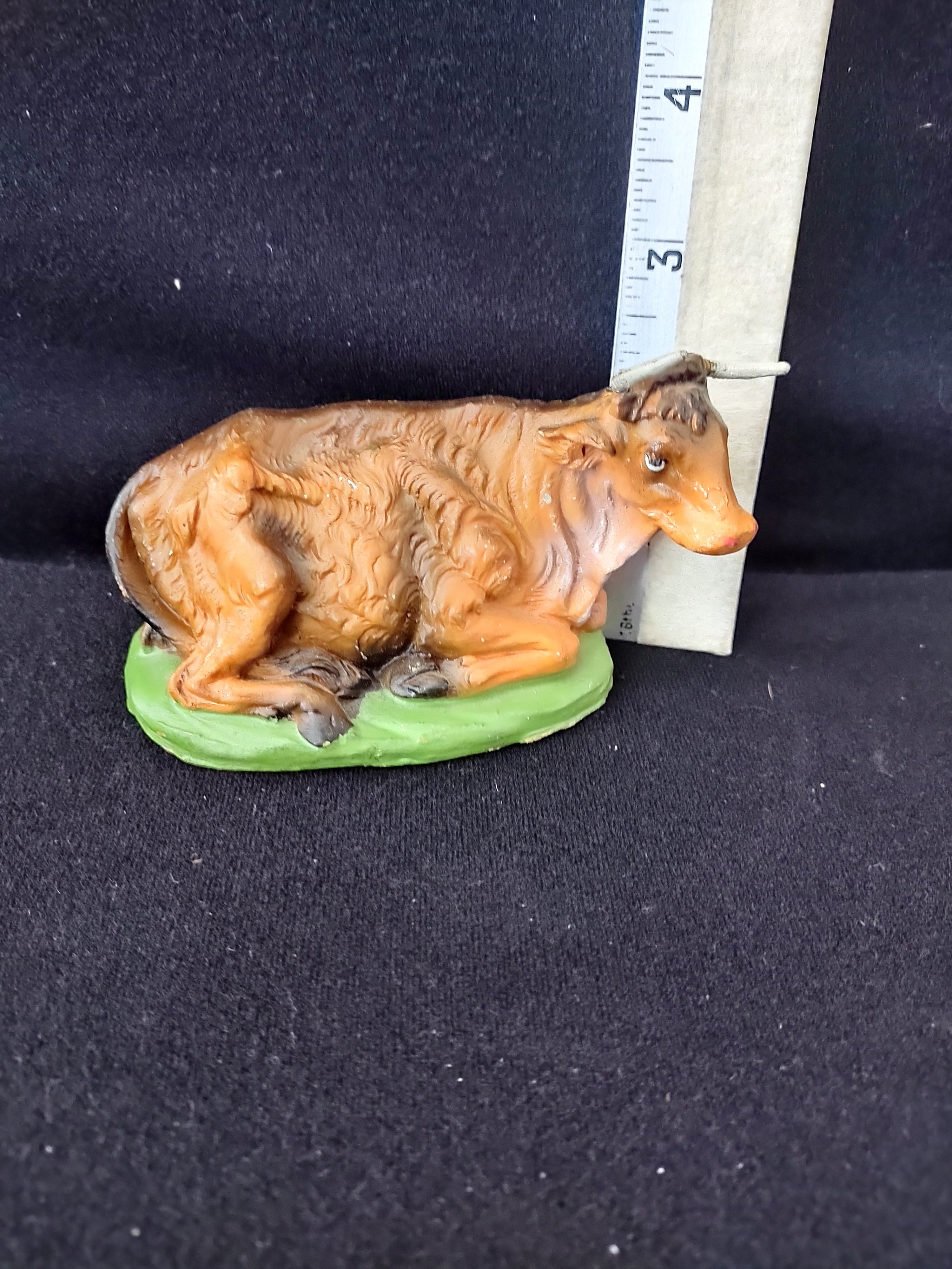 Fontanini Nativity Paper Mache Cow Ox Bull 3X5" Hand Painted Italy (Lot 4075)