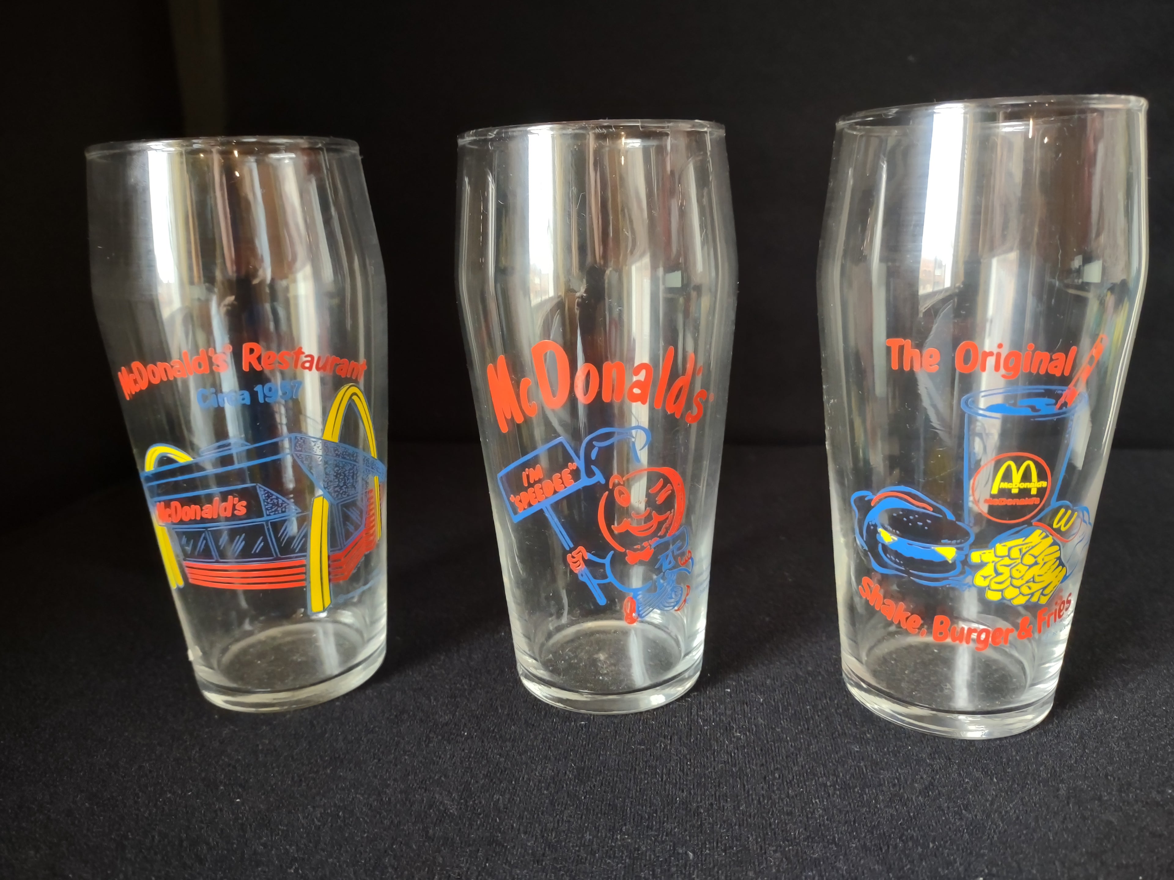 Set of 3 Drinking Glasses McDonalds Advertisement (lot 1543)