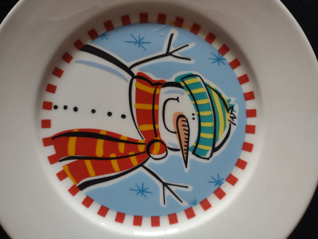 Christmas Winter Snowmen Kathryn Beich Dessert Plates Set Of 4 (Lot 4651t)