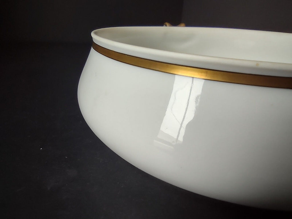 Haviland Limoges Gold & Black Trim White Round Tureen Bowl NO LID (lot 672)