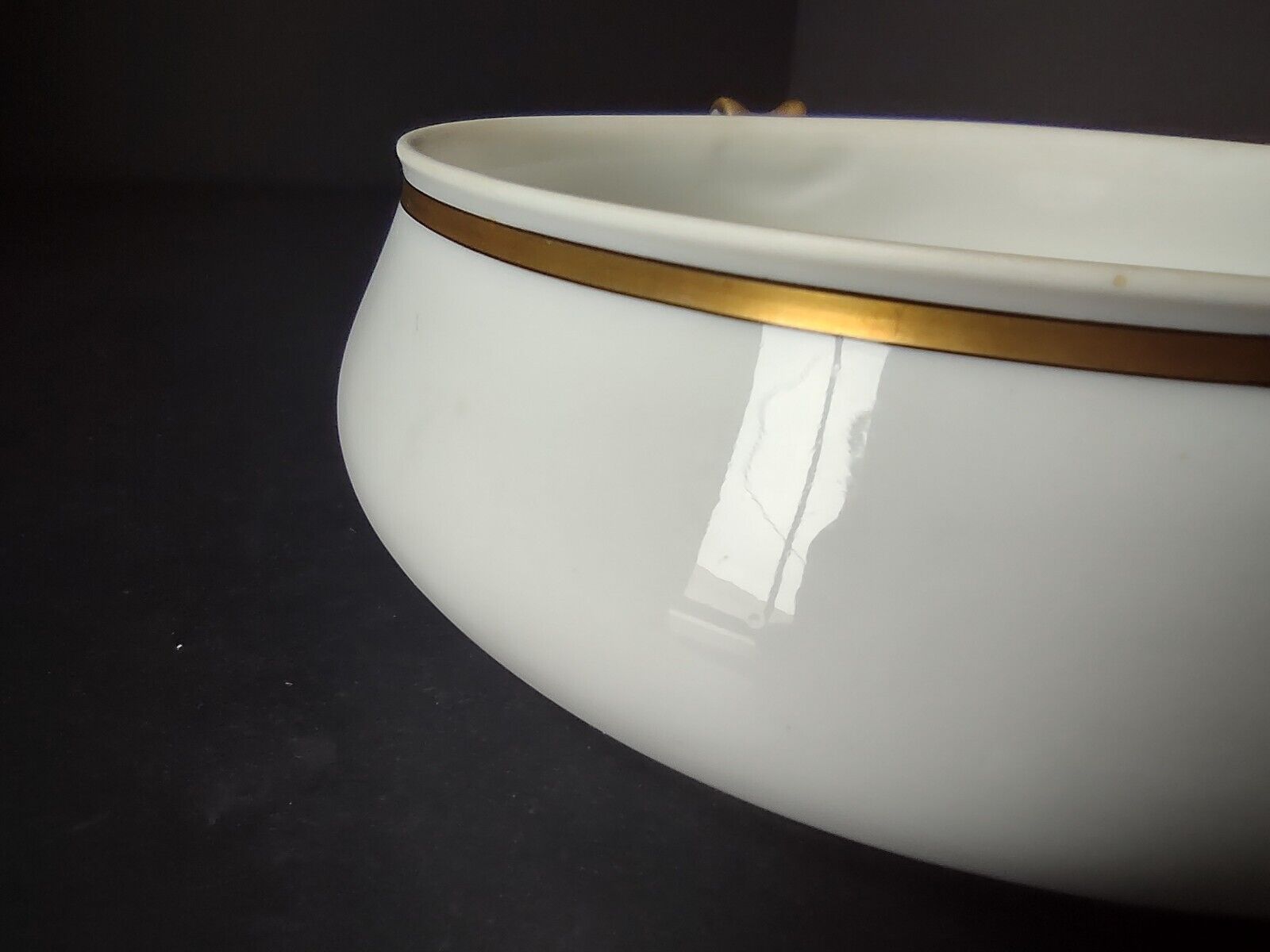 Haviland Limoges Gold & Black Trim White Round Tureen Bowl NO LID (lot 672)