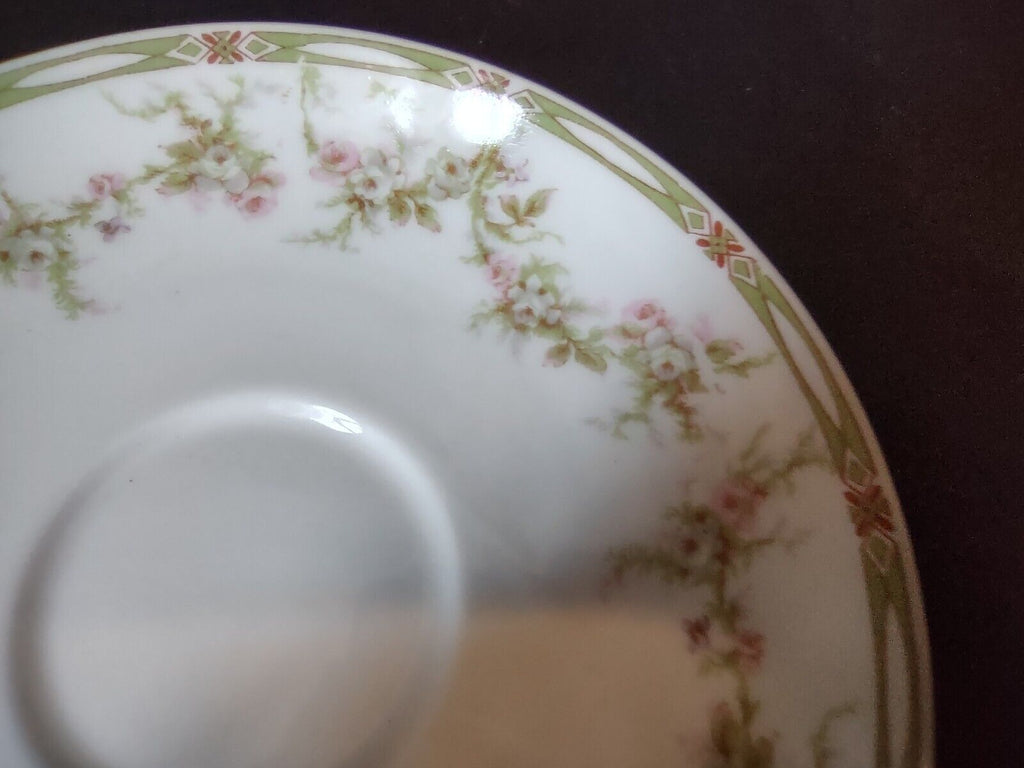 Haviland Limoges France Saucer Plate Gold Trim Pink Rose (lot 554)