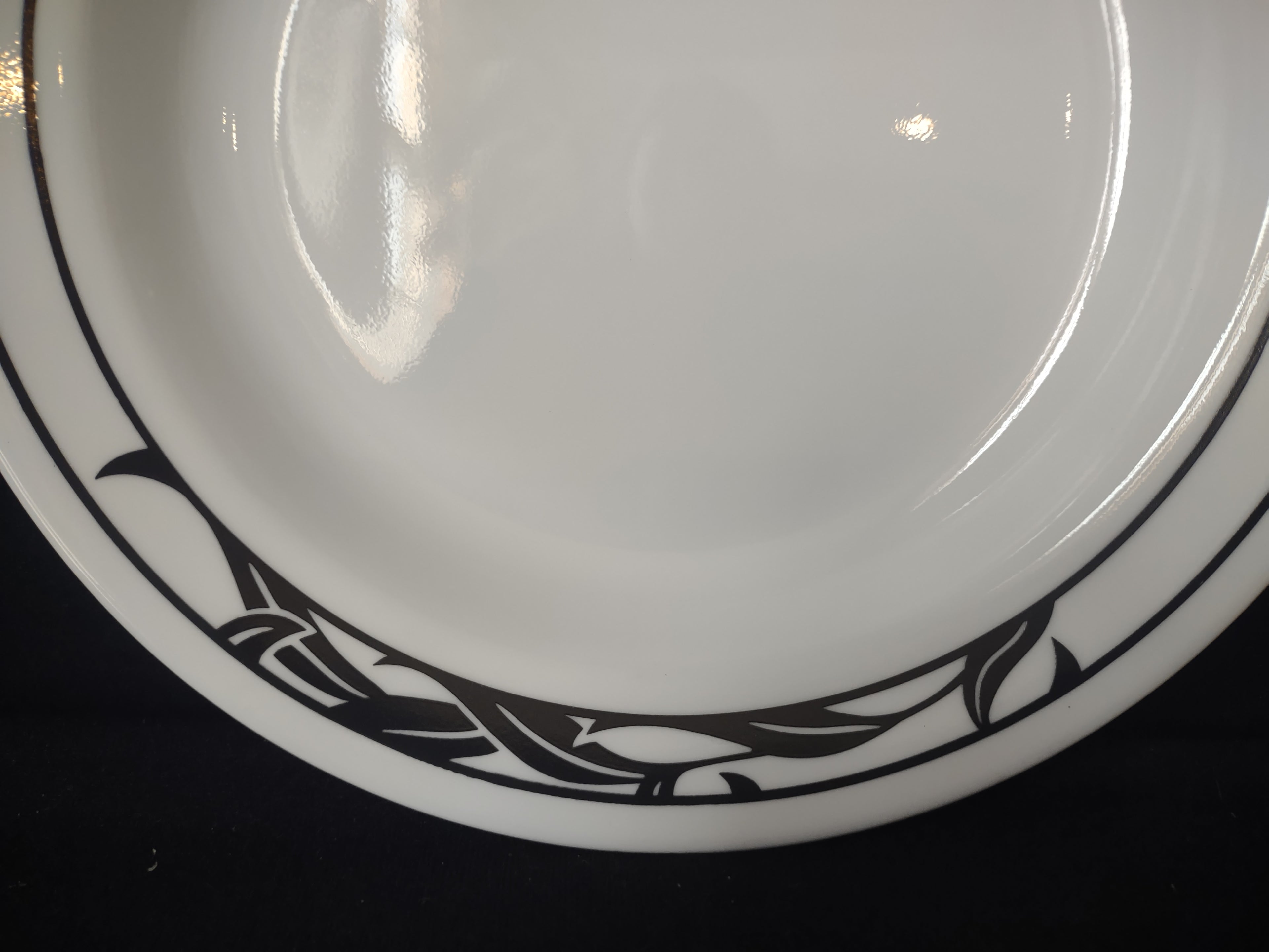 Corelle x 2 LYRICS Bowl Flat Rim Pasta Soup Black Tulip Floral Spray (lot 2791c)