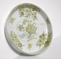 Vintage Gold Imari Hand Painted Trinket Dish Gold Yellow Flower Round Tray 001